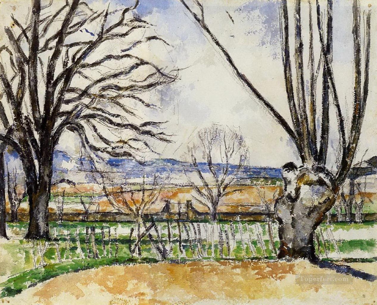 春のジャ・ド・ブファンの木々 ポール・セザンヌ油絵